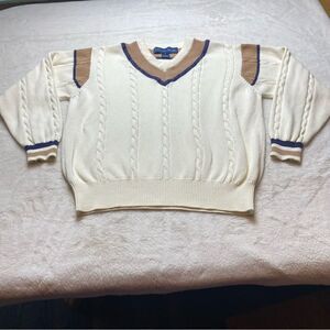 Nicklaus Cable Knit v Neck Long Sleeve Sweater Size Medium